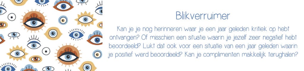Kan je je nog herinneren waar je een jaar geleden kritiek hebt ontvangen? Of misschien een situatie waarin je jezelf zeer negatief hebt beoordeeld? Lukt dit ook voor een situatie van een jaar geleden waarin je positief bent beoordeeld?